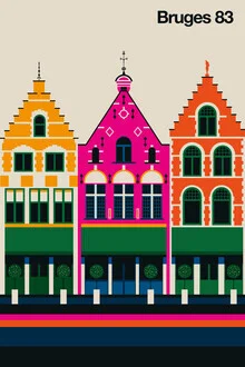 Illustration by Bo Lundberg: nostalgic scene from Bruges in soft colors