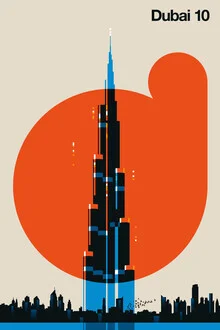 Wall art by Bo Lundberg: nostalgic illustration of Dubai with retro details