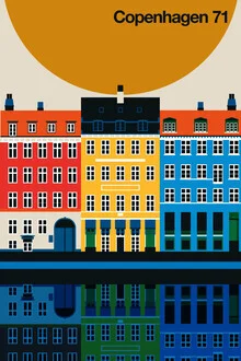 Wall art by Bo Lundberg: stylized depiction of the city of Copenhagen