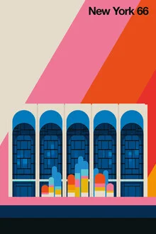 Wall art by Bo Lundberg: stylized depiction of New York in soft colors