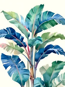 Wall art by Uma Gokhale: tropical plants in soft colors