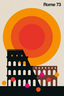 Wandbild von Bo Lundberg: stilisierte Illustration von Rom mit Retro-Charme.