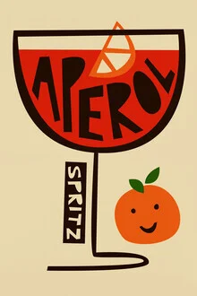 Illustration of an Aperol Spritz cocktail in a stylish glass