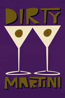 Wall art by Fox And Velvet: stylish illustration of a Dirty Martini cocktail