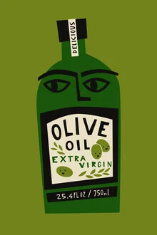 Wall art by Fox And Velvet: stylish illustration of olive oil in soft colors