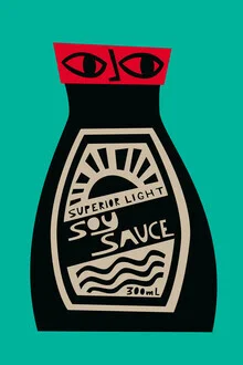 Wall art by Fox And Velvet: stylish illustration of a soy sauce bottle