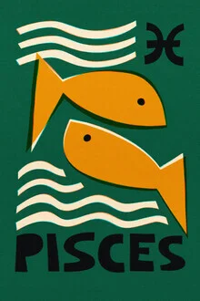 Wandbild von Fox And Velvet: Illustration des Sternzeichens Fische in sanften Farben