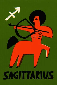 Illustration by Fox And Velvet: stylized Sagittarius zodiac with soft colors.