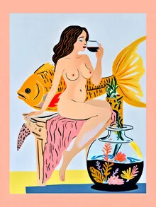 Wall art by Uma Gokhale: playful illustration with fish and a mischievous vibe