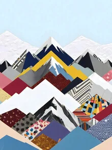 Illustration by Uma Gokhale: snow-covered mountains with gentle hills and a calm mood.