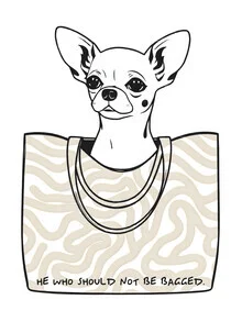 Illustration by Uma Gokhale: humorous depiction of a Chihuahua with a quote