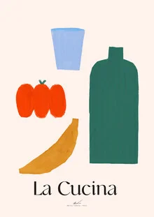 Illustration by Matías Larraín depicting a cozy kitchen scene.