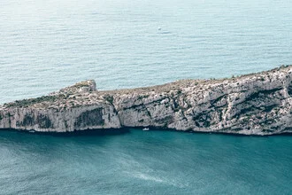 Photo art by Eva Stadler: two ships near a rock in the Mediterranean Sea