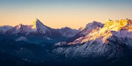 Photo art by Martin Wasilewski: gentle morning light over the Berchtesgaden Alps.
