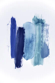 Abstract watercolor painting in blue shades capturing the moods of the ocean.
