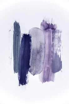 Abstract watercolor art featuring soft purple and blue shades depicting a morning sky.