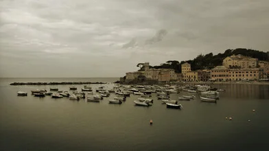 Photo art by Lena Weisbek: tranquil harbor view with nostalgic charm