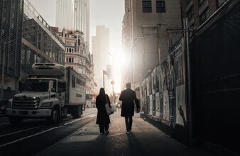 Photo art by Tillmann Konrad: street view in New York at sunrise.
