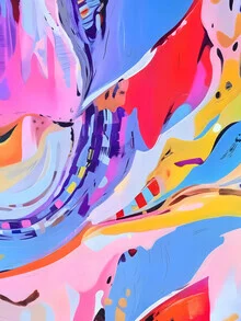 Colorful photo art featuring abstract shapes in a lively, eclectic style.