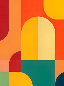 Wall art by Uma Gokhale: colorful abstract arches in a harmonious composition