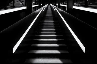 Stairs to the museum with soft lighting and strong contrast