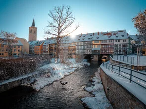 Photo art by Dennis Schmelz: historical Krämerbrücke in Erfurt at sunset