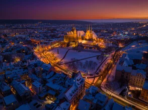 Photo art by Dennis Schmelz: soft city lights over Erfurt at dusk
