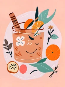 Wall art by Uma Gokhale: fruity cocktail with cinnamon and orange