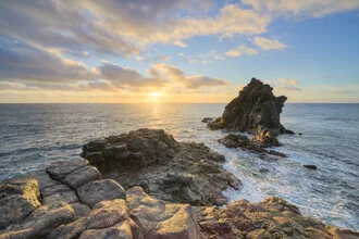 Photo art by Michael Valjak: Sunrise over cliffs and sea in Madeira