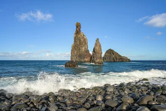 Photo art by Michael Valjak: coastal landscape with rocks and the Atlantic Ocean in the background