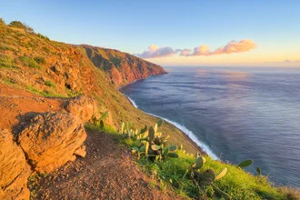 Landscape with cliffs and the Atlantic under evening light in Madeira