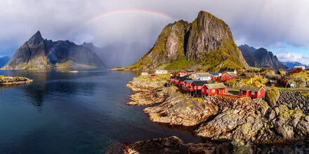 Photo art by Achim Thomae: Rainbow over the Lofoten Islands in Norway