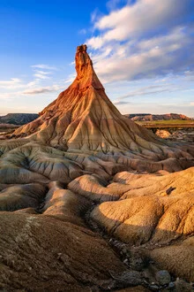 Photo art by Achim Thomae: gentle sunset over eroded rock landscape