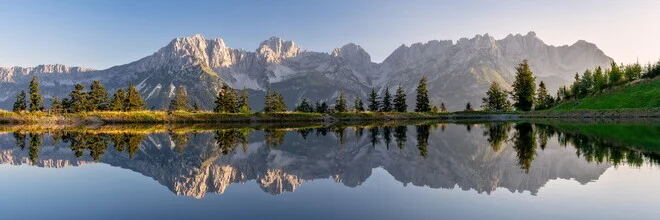 Photo art by Achim Thomae: Wilder Kaiser with mountain lake and reflection in summer