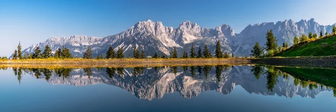Photo art by Achim Thomae: Panorama of the Wilder Kaiser in Tyrol on a sunny day.