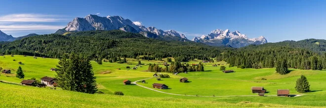 Photo art by Achim Thomae: Bavarian alpine panorama with lush meadows