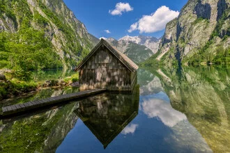 Photo art by Achim Thomae: calm summer sun over Lake Obersee in Upper Bavaria