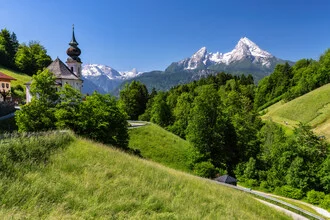 Photo art by Achim Thomae: Watzmann in spring against a clear blue sky
