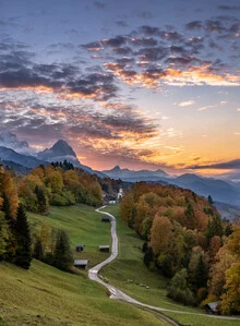 Photo art by Achim Thomae: autumn landscape in Upper Bavaria with warm hues