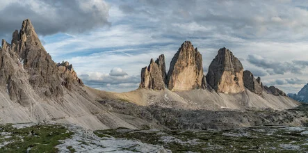 Panorama of the Dolomites with gentle peaks under a clear sky