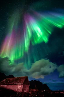 Fotokunst von Achim Thomae: Nordlichter über den Lofoten in Norwegen