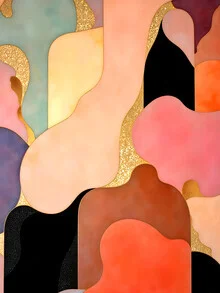 Illustration by Uma Gokhale: colorful design with golden accents