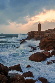 Photo art by Achim Thomae: lighthouse on a stormy coast in Brittany