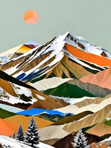 Illustration by Uma Gokhale: soft colors and layers of mountains under a pastel sky