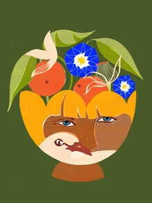 Illustration by Uma Gokhale: floral depiction in cool, vibrant colors