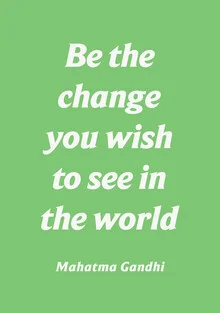 Illustration featuring an inspiring quote by Mahatma Gandhi in soft colors