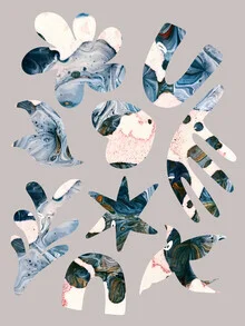 Abstract illustration featuring marble-like patterns in soft colors, evoking a calm mood.
