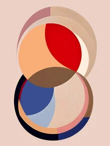 Colorful wall art: abstract composition with geometric shapes and circles