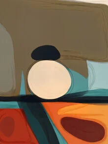 Illustration in warm orange and brown tones, modern and bohemian, by Uma Gokhale.