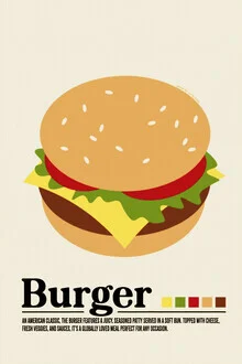 Wall art by Jonas Loose: stylized burger illustration in retro style